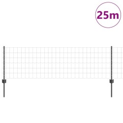 Clôture Euro avec 11 poteaux U Gris 0,6x25 m Acier 