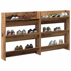 Cabinets à chaussures muraux 2 pcs Vieux bois 60 x 18 x 60 cm 