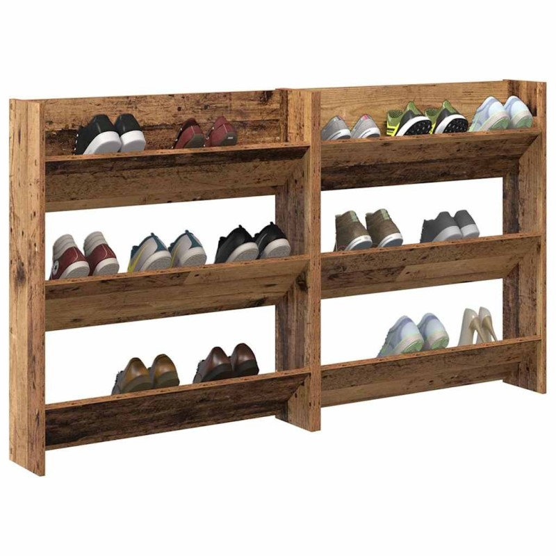 Cabinets à chaussures muraux 2 pcs Vieux bois 60 x 18 x 60 cm 