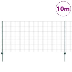 Clôture Euro avec 5 poteaux en U Verte 1,2x10 m en Acier 