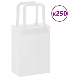 Sacs en papier 250 pcs avec poignées blanc 15x8x21 cm 