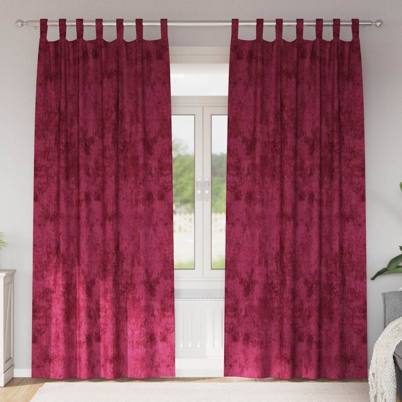Rideaux en velours , 2 pcs, œillets rouge vin, 245 x 140 cm 