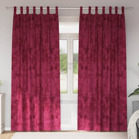 Rideaux en velours , 2 pcs, œillets rouge vin, 245 x 140 cm 