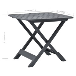 Table pliable de jardin Anthracite 79x72x70 cm Plastique 
