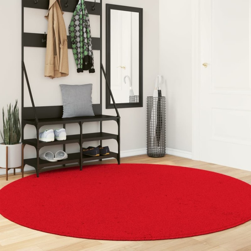 Tapis HUARTE à poils courts doux et lavable rouge Ø 200 cm 