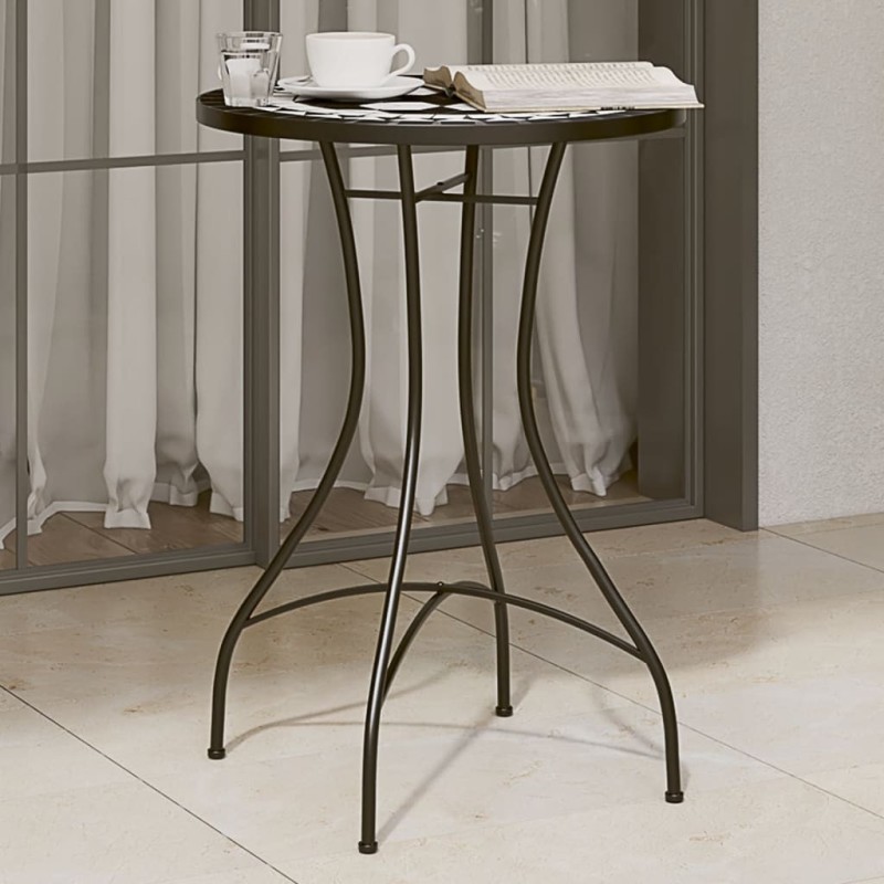 Table de bistro mosaïque noir et blanc Ø50x70 cm céramique Table de bistro mosaïque noir et blanc Ø50x70 cm céramique