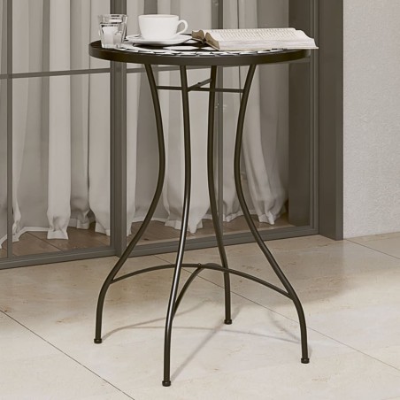 Table de bistro mosaïque noir et blanc Ø50x70 cm céramique 