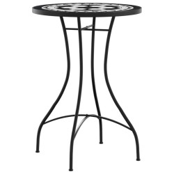 Table de bistro mosaïque noir et blanc Ø50x70 cm céramique 