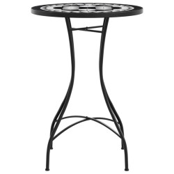 Table de bistro mosaïque noir et blanc Ø50x70 cm céramique 