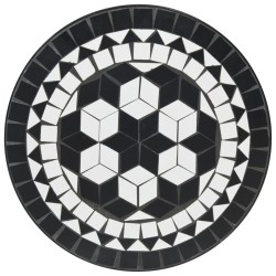 Table de bistro mosaïque noir et blanc Ø50x70 cm céramique 