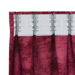 2 rideaux en velours avec œillets, rouge vin 260x140 cm 