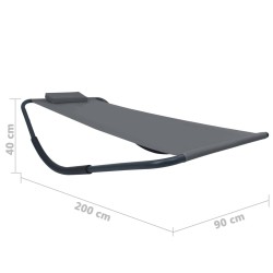 Lit de jardin Gris 200x90 cm Acier 