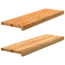 Marches d'escalier 2 pcs marron clair 80x25x2 cm chêne massif 