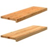 Marches d'escalier 2 pcs marron clair 80x25x2 cm chêne massif 