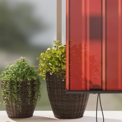 Store Roulant Extérieur orange et marron 220 x 250 cm tissu 