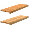 Appuis de fenêtre 2 pcs marron clair bois de chêne massif 