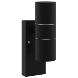 Appliques murales extérieures 2 pcs Noir Acier inoxydable IP44 