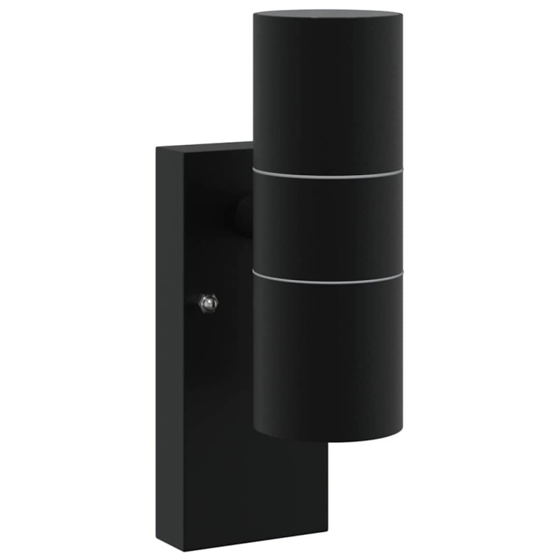 Appliques murales extérieures 2 pcs Noir Acier inoxydable IP44 