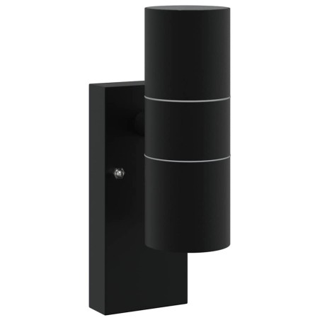 Appliques murales extérieures 2 pcs Noir Acier inoxydable IP44 