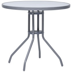Table de jardin Gris clair 80 cm Acier et verre 