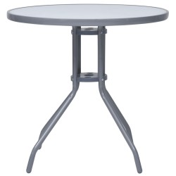 Table de jardin Gris clair 80 cm Acier et verre 