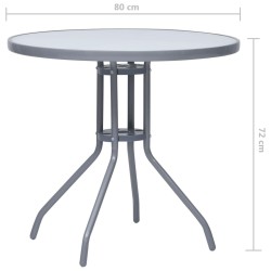 Table de jardin Gris clair 80 cm Acier et verre 
