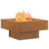 brasero carré 60x60x30 cm en acier corten 