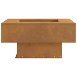 brasero carré 60x60x30 cm en acier corten 