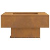 brasero carré 60x60x30 cm en acier corten 