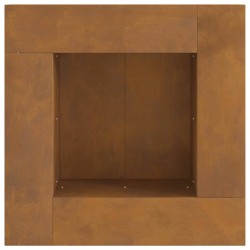 brasero carré 60x60x30 cm en acier corten 
