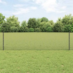 Clôture en fil soudé avec 11 poteaux en U Gris 0,6x25 m Acier 