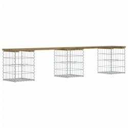 Banc de jardin design gabion 203x31x42 cm bois de pin imprégné 