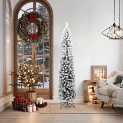 Sapin de Noël artificiel mince flocon de neige vert 180 cm PVC 