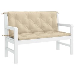 Coussin de banc de jardin beige 120x(50+50)x7 cm tissu oxford 