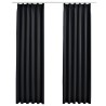 Rideaux occultants avec crochets 2 pcs Noir 140x175 cm 