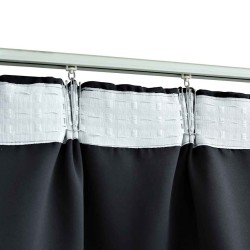 Rideaux occultants avec crochets 2 pcs Noir 140x175 cm 