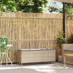 Banc de jardin avec coussin beige 110x30x40,5 cm résine tressée 