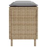 Banc de jardin avec coussin beige 110x30x40,5 cm résine tressée 