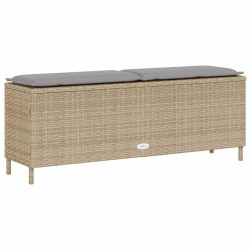 Banc de jardin avec coussin beige 110x30x40,5 cm résine tressée 