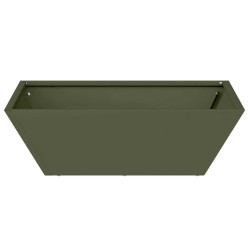Jardinière en bol olive verte , 50x50x15 cm en acier. 