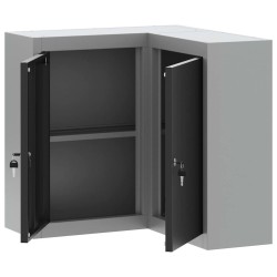 Armoire à outils d'angle murale et verrouillable en acier noir 