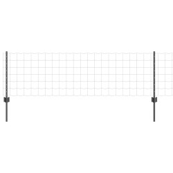 Clôture Euro avec 11 Poteaux en U Gris 0.6x25 m Acier 