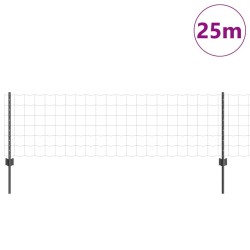 Clôture Euro avec 11 Poteaux en U Gris 0.6x25 m Acier 