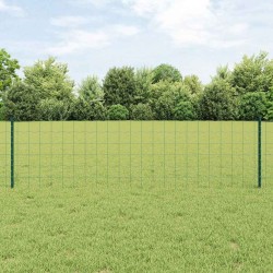 Clôture Euro avec 11 poteaux U Verte 0,6x25 m Acier 