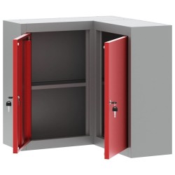Armoire à outils d'angle murale et verrouillable en acier rouge 
