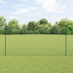 Clôture en fil soudé avec 5 pieux U verts 1,6x10 m acier 