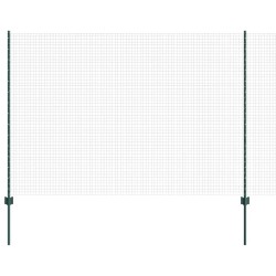 Clôture en fil soudé avec 5 pieux U verts 1,6x10 m acier 