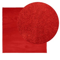 Tapis OVIEDO à poils courts rouge 120x120 cm 