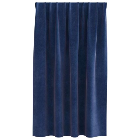 Rideaux occultants avec bandeau supérieur 2 pcs en velours bleu foncé 