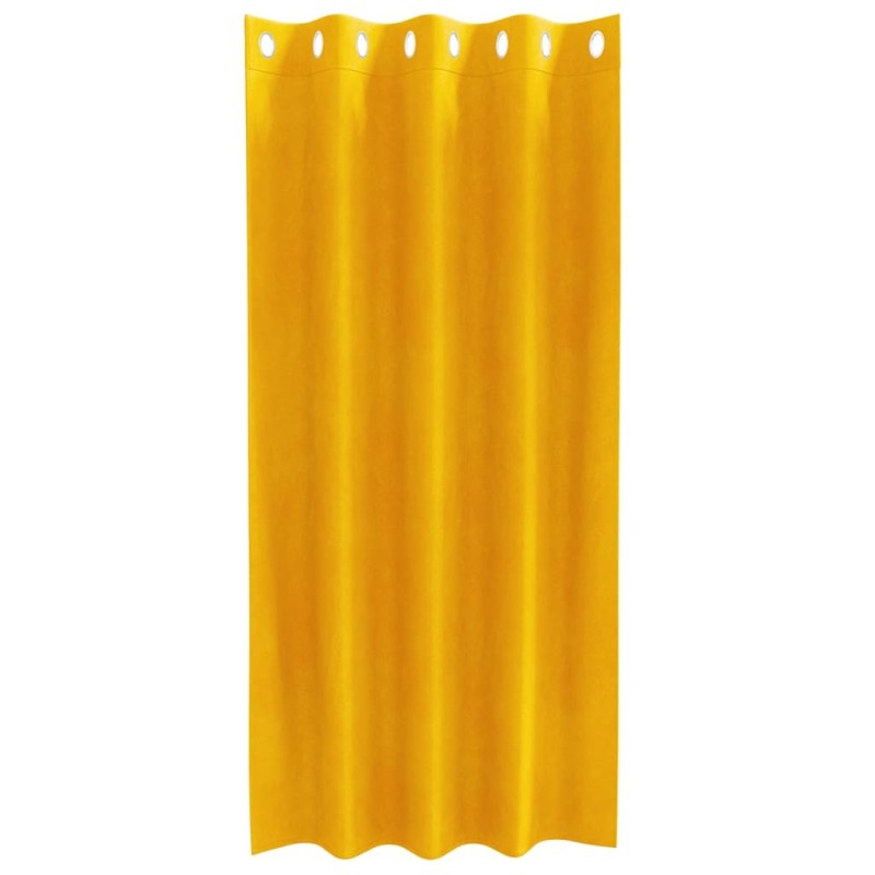 Rideaux occultants avec œillets 2 pcs Jaune moutarde Velours 